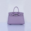 Hermes Birkin 30CM Tote Bags Light Lavender Grainy Leather Silver VS07347