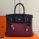 Hermes Birkin 35 Tote Bag in Burgundy and Black Togo Leather HBK3501 VS01137