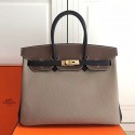 Hermes Birkin 35 Tote Bag in Grey and Coffee Togo Leather HBK3501 VS07194