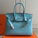 Hermes Birkin 35 Tote Bag in Light Blue Togo Leather Gold Hardware HBK3501 VS06757