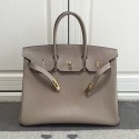 Hermes Birkin 35 Tote Bag in Light Grey Togo Leather Gold Hardware HB1210 VS09617