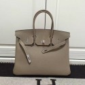 Hermes Birkin 35 Tote Bag in Light Grey Togo Leather Silver Hardware HB1210 VS02965