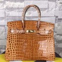 Hermes Birkin 35CM Tote Bag Brown Crocodile Leather B06222 VS08178