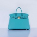 Hermes Birkin 35CM Tote Bag Light BLue Grainy Leather Gold VS01144