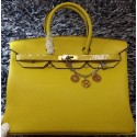 Hermes Birkin 35CM Tote Bag Litchi Leather HB35GL Lemon VS07430