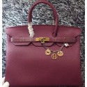 Hermes Birkin 35CM Tote Bag Litchi Leather HB35GL Purple VS02976