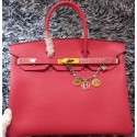 Hermes Birkin 35CM Tote Bag Litchi Leather HB35GL Rose VS09317