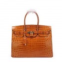 Hermes Birkin 35CM Tote Bag Wheat Iridescent Croco Leather Gold VS03750