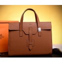 Hermes Briefcase Original Grainy Calf Leather H1120 Wheat VS06077