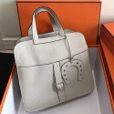 Hermes Halzan 31 Bag in Light Grey Taurillon Clemence Leather H070428 VS01981