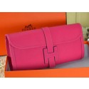 Hermes Jige Clutch Bag Calfskin Leather Rose VS05620