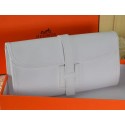 Hermes Jige Clutch Bag Calfskin Leather White VS05866