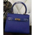 Hermes Kelly 20cm Tote Bag Litchi Leather K20 Blue VS02197