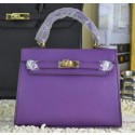 Hermes Kelly 22cm Tote Bag Calfskin Leather Purple VS08473