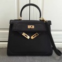 Hermes Kelly 28 Tote Bag in Black Swift Leather HK1220 VS06070