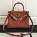 Hermes Kelly 28 Tote Bag in Brown Swift Leather HK1220 VS07991
