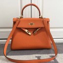Hermes Kelly 28 Tote Bag in Orange Togo Leather HK0928 VS00800