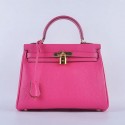 Hermes Kelly 28cm Shoulder Bags Rose Grainy Leather Gold VS07096