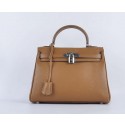 Hermes Kelly 28cm Shoulder Bags Wheat Grainy Leather Silver VS01259