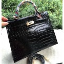 Hermes Kelly 32cm Shoulder Bag Croco Leather K32CO Black VS05208