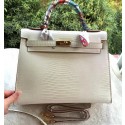 Hermes Kelly 32cm Shoulder Bag Lizard Leather K32LI OffWhite VS06791