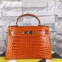 Hermes Kelly 32cm Tote Bag Brown Crocodile Leather K06221 VS00803