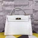 Hermes Kelly 32cm Tote Bag White Crocodile Leather K06221 VS08597