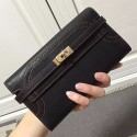 Hermes Kelly Clutch Bag in Black Swift Leather Red Line HK1210 VS00353