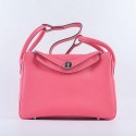 Hermes Lindy 30CM Grainy Leather Shoulder Bag H6207 Rose VS02299