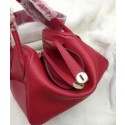 Hermes Lindy 30CM Red Leather Shoulder Bag HLD30 Gold VS02059