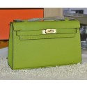 Hermes MINI Kelly 22cm Tote Bag Calfskin Leather Green VS09026