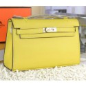 Hermes MINI Kelly 22cm Tote Bag Calfskin Leather Lemon VS03569