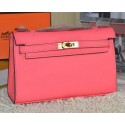 Hermes MINI Kelly 22cm Tote Bag Calfskin Leather Light Red VS01357