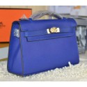 Hermes MINI Kelly 22cm Tote Bag Calfskin Leather Royal VS03196