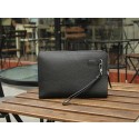 Hermes Original Grainy Leather Clutch H8026 Black VS03908
