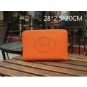 Hermes Original Grainy Leather Clutch H8026 Orange VS02841