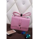 Hermes Ostrich Leather Flap Shoulder Bag H8075 Pink VS01134