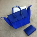 High Imitation Celine Tie Top Handle Bag Suede Leather C98314 Blue VS02342