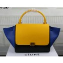 High Imitation Celine Trapeze Bag Original Leather C3342 Yellow&Black&Blue VS00118