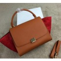 High Imitation Celine Trapeze Bag Suede Leather CL008 Wheat&Red VS00194