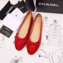 High Imitation Chanel Red Patent Leather Ballet Flats CH1630 VS03113