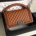 High Quality Chanel Grained Calfskin Boy Bag with Top Handle Orange A14041 VS06715