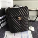 High Quality Chanel Urban Spirit Chevron Lambskin Backpack Black Gold Hardware 170302 VS01805