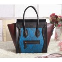 High Quality Fake Celine Mini Luggage 3308 in Black with Wine Red Original Leather Blue Real Sna VS04087