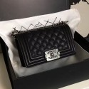 High Quality Fake Chanel Small Quilted Caviar Boy Bag Black Silver A13043 VS03258