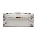 High Quality Hermes Kelly Clutch Bag Croco Leather K1002 OffWhite VS06972