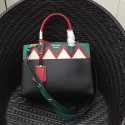 High Quality Replica Prada Esplanade Saffiano and Calf Leather Bag Black and Green 1BA046 VS08072