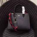 High Quality Replica Prada Paradigme Saffiano Leather Bag Black and Red 1BA102 VS01582