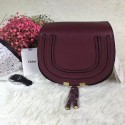 Hot Chloe Marcie Mini Textured-leather Shoulder Bag Burgundy 151080 VS03967