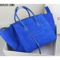 Hot Fake Celine Luggage Phantom Tote Bag Suede Leather 3341 Blue VS02257